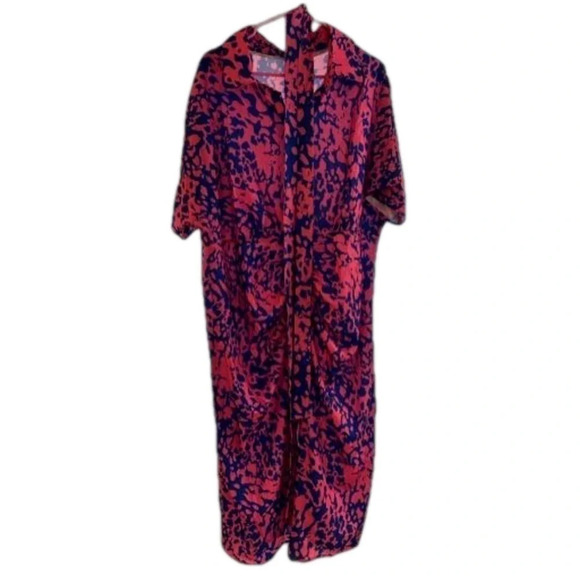 Women's Printed Button Up Belted Midi Dress - Picture 3 of 3